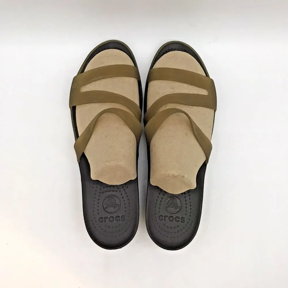 Crocs Kadee II Translucent Green Wedge Heels Women's 9 Strappy Sandals